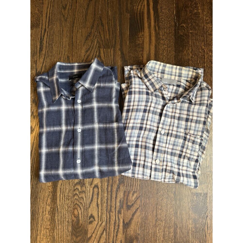 Vince Men’s Plaid Button Down Shirts Lot Of 2 L